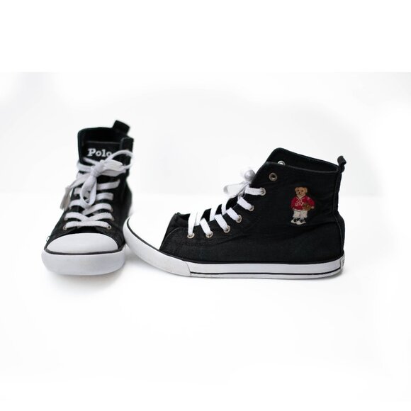 Polo Ralph Lauren Hamptyn Polo Bear High-Top Sneakers Mens 6/25cm Canvas Lace-Up - Picture 5 of 10